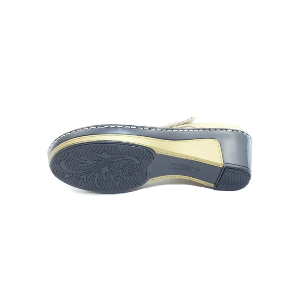 Alegria Lara Wedge Sandals Womens Gold Snake Embossed Leather EU 38 US 7.5 8